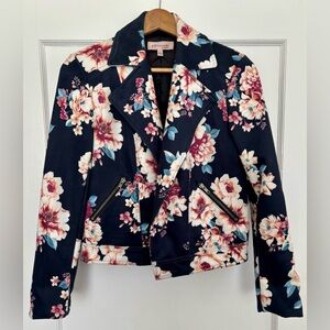 Philosophy Navy Floral Faux Leather Jacket